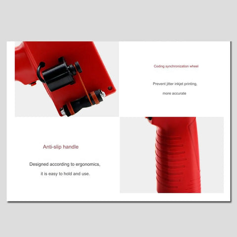 Compact Handheld Inkjet Printer With Four Point Three Inch Screen, Quick Dry Coding Machine For Barcodes Qr Codes And Batch Numbers, ergonomic anti-slip handle.