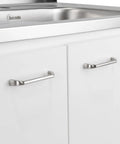 Utility Sink Base Cabinet With Integrated Stainless Steel Countertop Freestanding Cabinet With Double Doors And Built In Sink