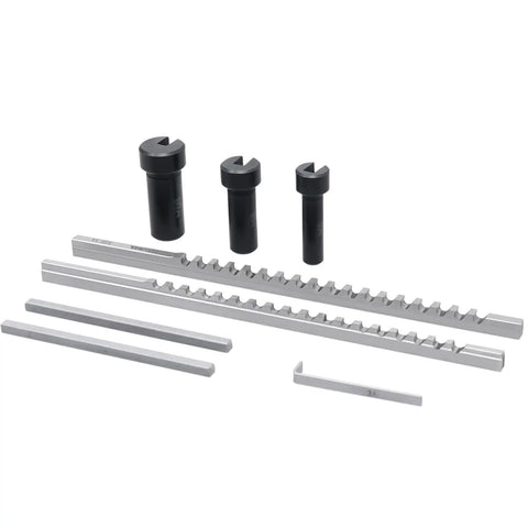 No Frills 60 Metric HSS Keyway Broach Set In Fitted Box With 2mm And 3mm Keyways Bore Sizes 6 8 10mm Includes Precision Broaches Slotted Bushings And Shims Set