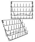Hella Durable Wall Mount Display Rack Two Pack Iron Hanging Storage Organizer For Mugs Glasses And Home Decor Space Saving black rack angle view.