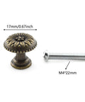 Four Pack Antique Bronze Round Flower Pattern Jewelry Box Pull Handles With Screws For Cabinet Drawer Wardrobe Zinc Alloy Knob Pull 17 X 15 Mm