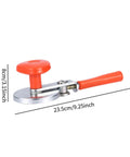 Compact Rotary Glass Can Sealer Tool For Home Kitchen Use, Ergonomic Non Slip Handle, Aluminum Build, Easy To Store, Long Lasting Seals For Fresh Food In Jars, orange handle, dimensions displayed