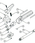Exploded view of components for K3000 Carbon Arc Gouging Torch System 600 Amp For Air Gouging, Medium Duty, 7ft Cable, 360 Degree Swivel Head