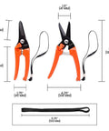 Ultra Twig And Hoof Trimming Shears 7.5 Inch Twin Blade With Nonstick Coating Spring Loaded Garden Scissors front and side view