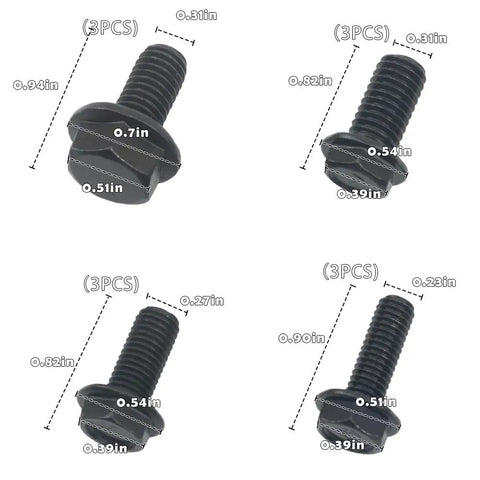 Built Tough 12 Piece Reverse Thread Screws Left Hand Hex Flange Bolts M6 M7 M8 Allen Head Fasteners Black Oxide carbon steel set with dimensions.