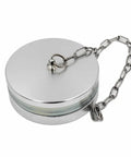 Metal Round Spirit Level Bubble Level vials with protection cover Size 70x20mm(White) with attached chain on top view.