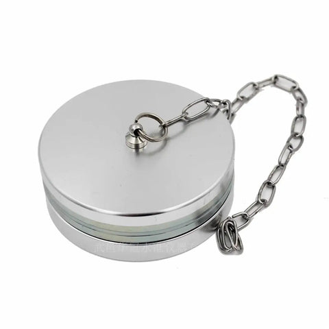 Metal Round Spirit Level Bubble Level vials with protection cover Size 70x20mm(White) with attached chain on top view.