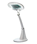 LED Desk Magnifying Lamp With 56 LEDs, 9W Power, 50,000 Hour Lifespan, 3D Magnification, 1.75 Inch Lens, White Finish on adjustable arm