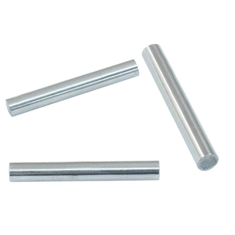 12 Pack 4mm By 30mm Dowel Pins Stainless Steel Shelf Support Pegs Built To Last Tough As Nails Metal Fasteners For Shelves And Furniture Fixing Easy Install Peg Hardware For Home Projects, showing three stainless steel dowel pins on a white background.