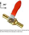 Three Quarter Inch PEX Brass Ball Valve Push To Connect No Tools Required Shut Off For Hot And Cold Water with red handle.