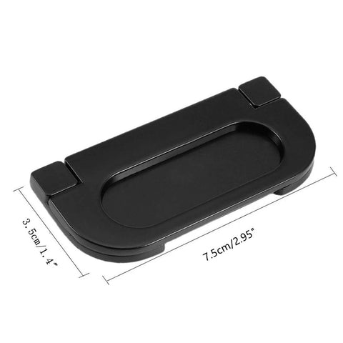 3 Inch Recessed Flat Black Drawer Pull Handle For Cabinets And Wardrobes, zinc alloy, flush ring rectangle style, with measurements