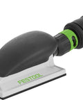 Ergonomic Hand Sanding Block With Easy Grip Handle And Suction Bypass For Precise 80 mm By 133 mm Sandpaper, angled side view.