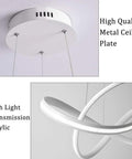 Dope 19 Inch Modern White Island Pendant Light Fixture 36W LED Build Dimmable With Remote Control 3 Color Temps 3000K 4500K 6000K White Ceiling Lamp For Kitchen Island CE Certified, showing metal ceiling plate and acrylic light