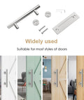 12 Pack Sliding Barn Door Handles Hardware Set With Flush Double Sided Finger Pull For Gates Garages And Cabinets Solid Steel Construction Powder Coated Finish Rust And Corrosion Resistant Smooth Touch No Sharp Edges Stainless Look, shown in various door styles