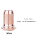Copper nozzle from Electrode and Shield Cap Swirl Ring Kit for IPT60 IPTM60 IPT40 PT40 Plasma Torches 23 Piece Replacement Set