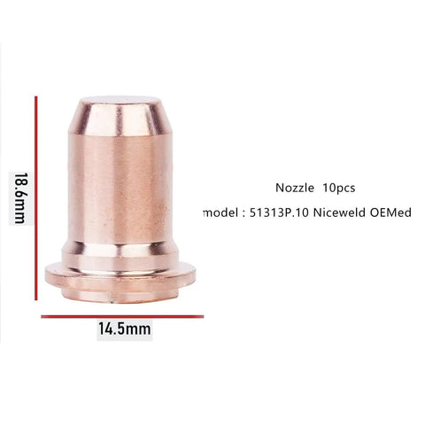 Copper nozzle from Electrode and Shield Cap Swirl Ring Kit for IPT60 IPTM60 IPT40 PT40 Plasma Torches 23 Piece Replacement Set