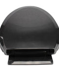 Soft Close Elongated Toilet Seat In Black With Quiet Close Lid, contoured comfort, shown from the top, stain-resistant plastic