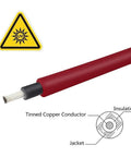 Cross-section of 5-Foot 12 AWG Solar Panel Extension Cable With Male And Female Connectors, Red And Black Wire, UV Resistant