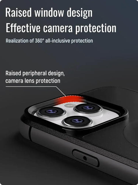 Close-up of Badass Shockproof Case for Iphone 13 Pro Max with Built In Quick Mount showing raised camera lens protection.
