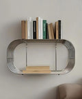 Floating Wall Shelves For Bedroom And More, Metal Hanging Nightstand With Bracket, books displayed on metal wall shelf