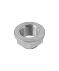 Close-up of M26x15 front CV shaft axle nut, heat treated steel, designed for Honda Accord and Acura models.