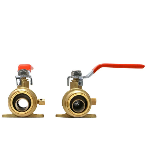 Front view of Push Fit 3/4 Inch Ball Valve With Drain And Drop Ear For Quick Install And Easy Mounting, durable plumbing fitting.