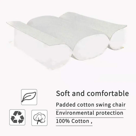 Padded cotton swing chair cushion for Heavy Duty Hammock Chair Stand With Large Hanging Indoor Swing 500 Lbs Capacity Steel Triangular Support Frame Indoor Outdoor Use Space Saving Portable Gray, highlighting comfort and environmental protection.