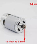 Kick Ass 14.4V Replacement Motor For GSR 1440Li Cordless Drill shows 12 teeth gear for high torque applications.