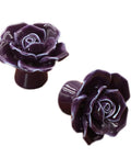 12 Pack Purple Rose Ceramic Knobs For Cabinets And Dressers Rose Flower Vintage Style Pulls With 3 Screw Sizes for cupboards.