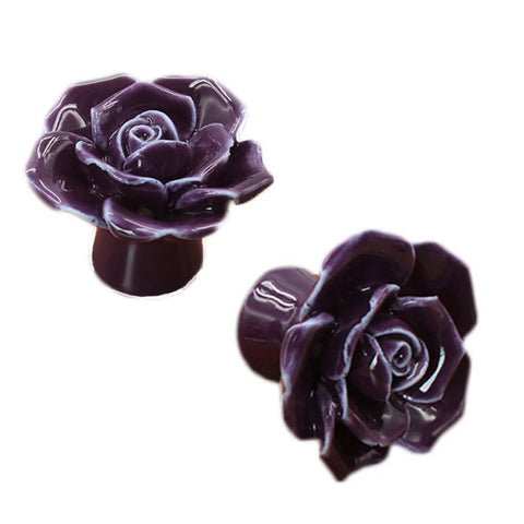 12 Pack Purple Rose Ceramic Knobs For Cabinets And Dressers Rose Flower Vintage Style Pulls With 3 Screw Sizes for cupboards.