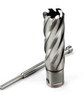 Oscarbide annular cutter, 13/16 in diameter, 2 in depth, Weldon shank with pilot pin for magnetic drill press (Amazon)