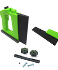 GuidePRO Bundle GP5 Bandsaw Guide With GP7 Extender and Anchor Bar Hardware shown disassembled on white background.