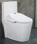 Ultimate Smart Toilet Seat Cover Featuring Fully Automatic Washing And Warm Air Dryer For Straight Up Spotless Hygiene And Totally Seamless Bathroom Comfort, white oval seat with remote control.