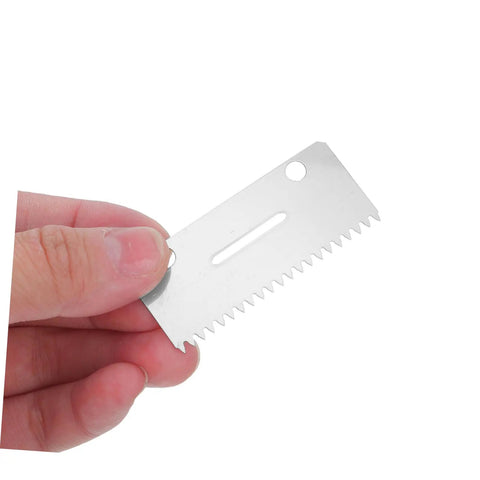 Pack Of 10 Heavy Duty Metal Tape Gun Blades Replacement For 4 To 5 Cm Packing Tape Dispensers serrated cutter blade held in hand