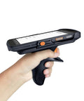 Rugged Android 9.0 Handheld Computer with 5.7 Inch Touch Screen in hand, featuring Honeywell N6703 Barcode Scanner.