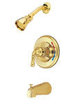 Magellan Single-Handle Pressure Balanced Tub and Shower Faucet in Polished Brass, Wall Mount Design with Temperature Control Dial