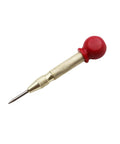 Automatic Spring Loaded Center Punch With Cap Quick Strike Marking Tool For Heavy Duty Metal And Wood Projects No Sweat Precision Hits Every Single Time on white background.