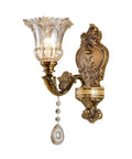 Matte Brass Vintage Wall Mount Lamp With Beveled Crystal Shade, Antique Floral Sconce Light With Retro Vibes, 1 Light