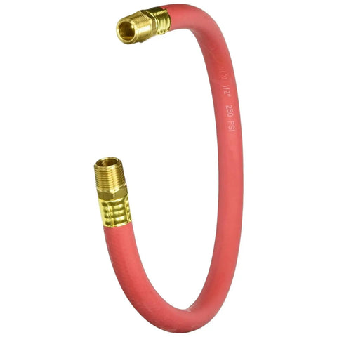 Tuff As Nails Rubber Air Hose Whip Snubber with brass fittings, designed for air nailing and demo work, rated at 200 PSI.