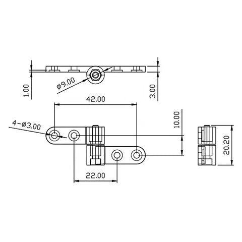 Durable Small Torque Shaft Hinge For 360 Degree Flip Stop Positioning Damper With Arbitrary Large Angle Adjustment For Cabinets And Drawers 1 Piece Deal drawing with dimensions.