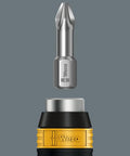 Close-up of ESD Safe Adjustable Torque Screwdriver With Rapidaptor Quick Release Chuck, visible bit and chuck, brand Wera.