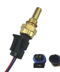 Engine coolant temperature sensor with pigtail connector; brass body, blue seal, and black electrical plug