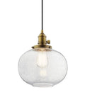 Avery 9.75 Inch One Light Mini Pendant With Clear Seeded Glass In Brushed Nickel Finish Perfect For Kitchen Islands Or Dining Rooms