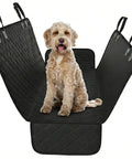 Back Seat Dog Hammock Cover Waterproof Car Seat Protector For Cars Trucks And SUVs Easy To Clean with dog sitting on cover