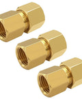 Joywayus brass compression tube fittings, 3/8 in OD x 1/4 in compression female union, pack of 3.