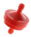 Red Heavy-Duty Lawn Mower Inline Gas Fuel Filter 1/4 Inch ID, 150 Micron Element, For Engines Without Fuel Pumps