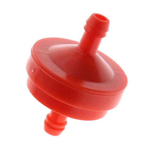 Red Heavy-Duty Lawn Mower Inline Gas Fuel Filter 1/4 Inch ID, 150 Micron Element, For Engines Without Fuel Pumps