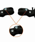 Universal Aluminum Alloy Bicycle Brake Levers Set for 22mm handlebars, fits mountain and road bikes, black, 1 pair, close-up view.