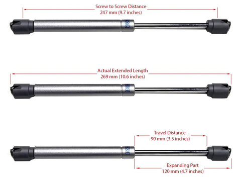 Smooth Gliding Ten Inch Hydraulic Gas Struts Deliver A Sweet Twenty Two Pound Rating For Soft Opening Cabinet Doors And Rv Panels Including Hassle Free Mounting Brackets And Screws For Dependable Everyday Heavy Duty Performance
