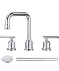 Chrome Widespread Bathroom Faucet 8 Inch Centers 3 Piece Vanity Set With Adjustable 360 Degree Swivel Spout Modern Lavatory Faucet Lead Free